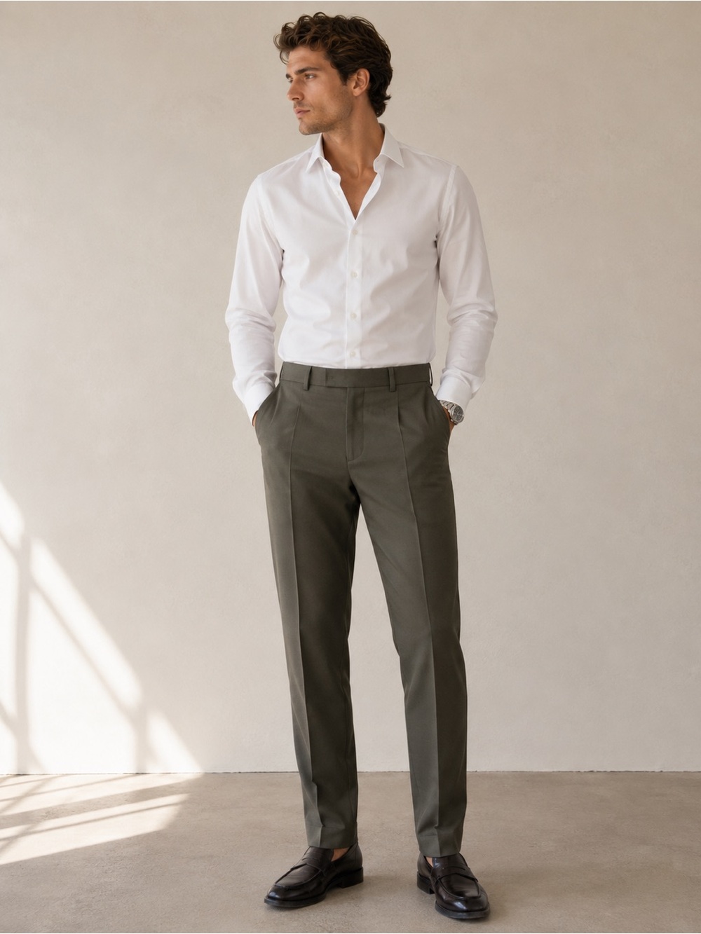 ASOS Man Dark Sage Green Tapered Suit Pants